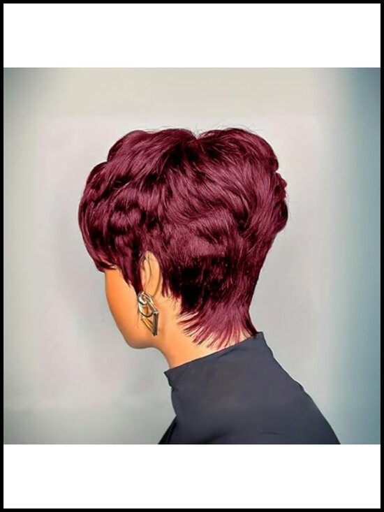Short Pixie Cut 100% Human Hair Wig Glueless Straight Machine Made Daily Use